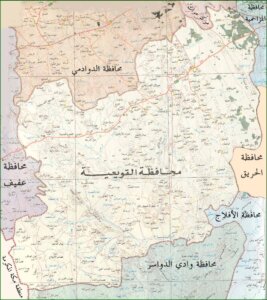 خريطة القويعية 267x300 - أماكن تاريخية لا تفوتها في محافظة القويعية السعودية